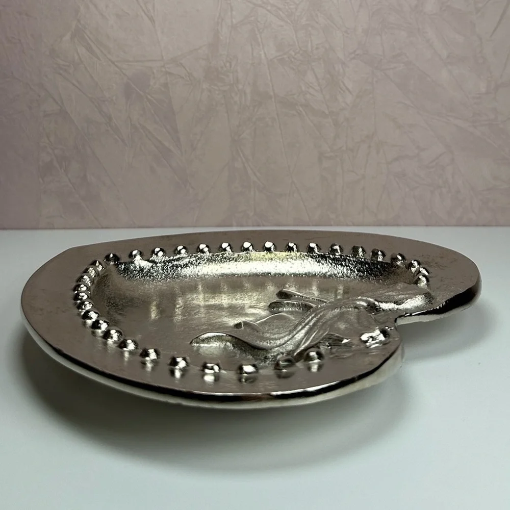 Silver Heart-Shaped Decorative Plate